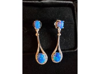 Beautiful Blue Stone Sterling Silver Earrings