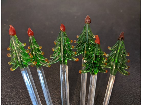 Glass Christmas Tree Stirrers