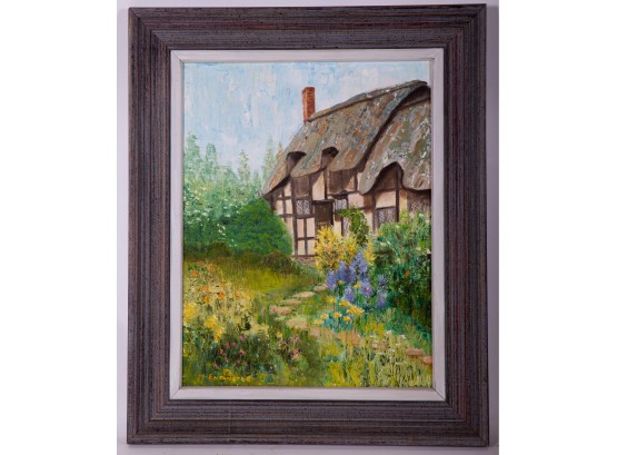 English Cottage Painting Signed M. Entwistle
