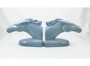 Pair Of Vintage Ceramic Horse Head Bookends