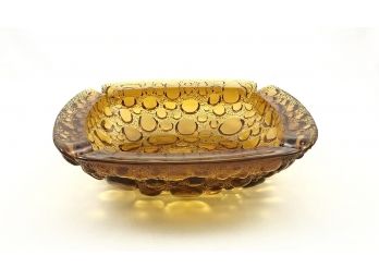 Large Awesome Vintage Amber Glass Ashtray Or Colin Dish