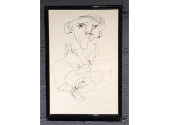 Original Abstract Line Drawing Of Woman - Signed