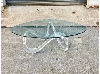 AMAZING Vintage Sculptural Lucite And Glass Top Coffee Table