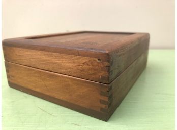 Antique Box With Dovetail Joint, Recessed Panel And Lid