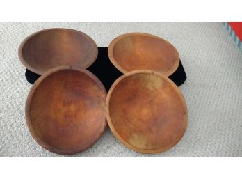 4 Small Vintage Wood Bowls