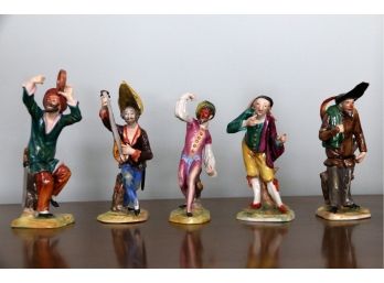 Amazing Volkstedt German Porcelain Handpainted Figurines, Characters From The Comedia Del Arte