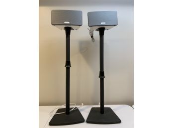 Pair Of SONOS Play:3 Speakers On Sanus Stands