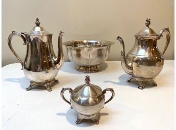 Silverplate Tea/Coffee Set & Serving Bowl