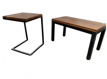 Set Of Two Wood Top Occasional Tables