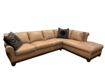 Leather Sectional With Nailhead Trim