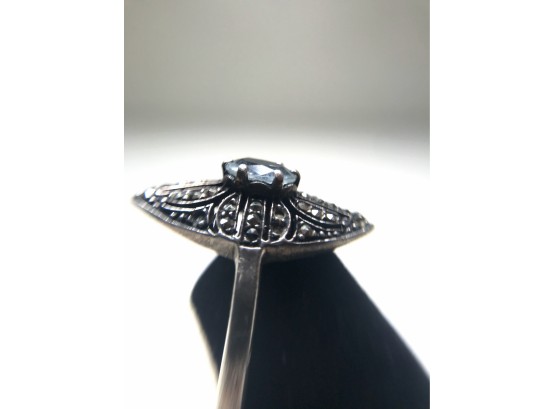 Sterling, Marcasite And Blue Topaz Ring*