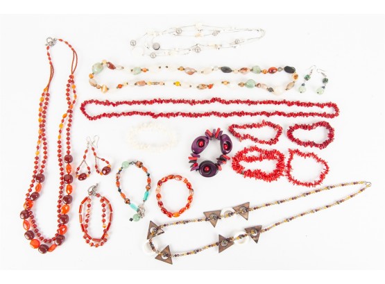 Red Coral And Beaded Jewelry Collection