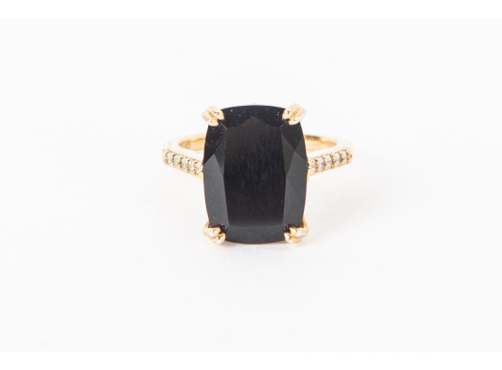 Ralph Lauren Gold Plated Sterling & Onyx Cocktail Ring