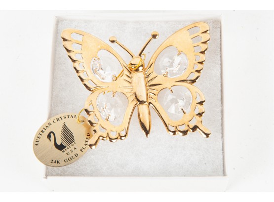 Austrian Crystal & 24 Karat Gold Plated Butterfly Ornament