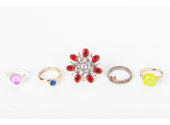 Collection Of Five Costume Jewelry Rings