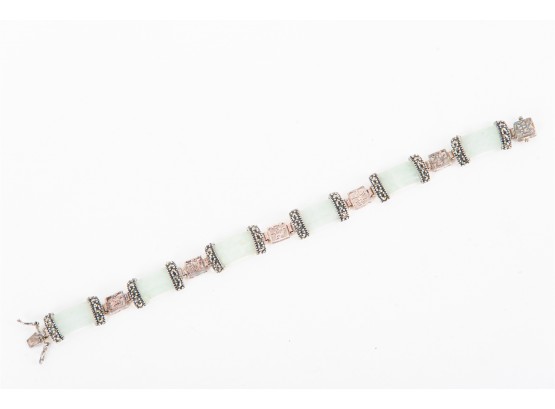 Silver & Jade Chinese Character Bracelet
