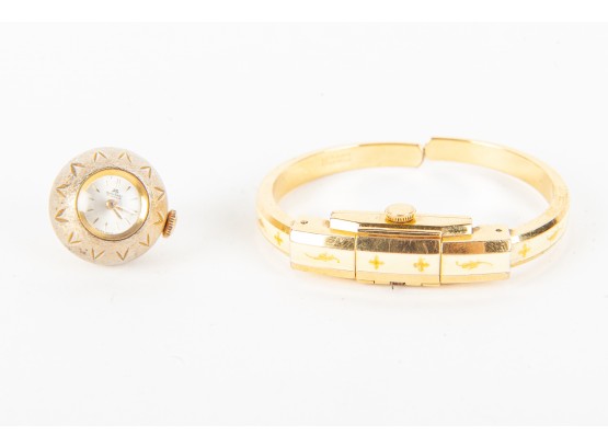 Pair Of Vintage Gold Tone Bucherer Watches