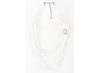 Fabrice Multi-Strand White Asymmetrical Necklace