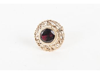Garnet & 14 Karat Gold Filigree Ring, Size 6.5