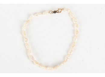 Freshwater Pearl Bracelet With 14 Karat Gold Clasp