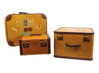Set Of Three Vintage Suitcases - Click Image To See Decorative Ways To Use!