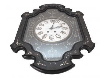 French 19th Century Napoleon III Mother-of-Pearl Inlay Wall Clock