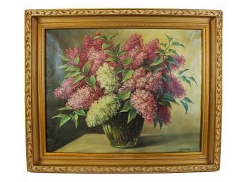 19th/20th Century Signed L. Schmidke European School 'Lilacs' Oil On Canvas Painting