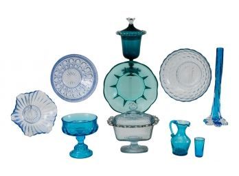 Collection Of Blue Depression Glass