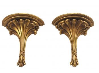 Hand Carved Solid Wood Gilded Wall Shelves