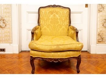 Upholstered Hand Carved Wood Armchair
