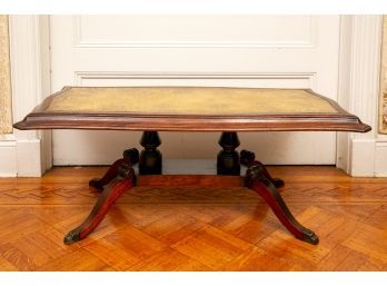 Leather Top Coffee Table With Claw Feet