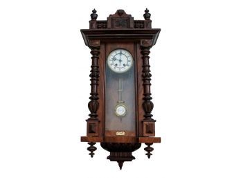 Maker Juwelier Ernst Vogdt, Breslau Antique (ca. 1875-1900) Clock In Finely Detailed Wooden Case