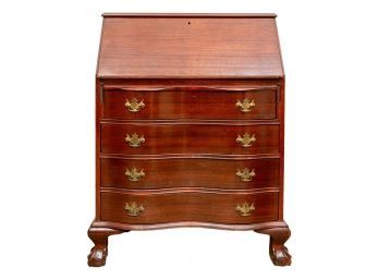 Chippendale Style Mahagony Slant Front Secretary Desk With Ball And Claw Feet