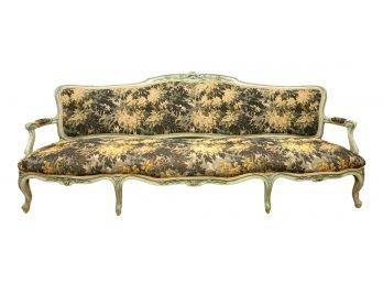 Extra Large Louis V Style Painted Long Settee With Aubusson Style Upholstery