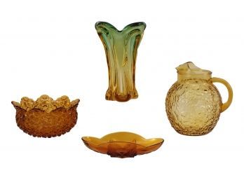 Collection Of Amber Depression Glass