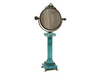 Marble Column Vanity Mirror With Brass Trim And Lion Claw Feet
