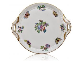 Herend Hungary Hand Painted Platter With Handles