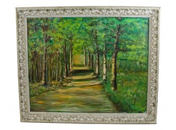 20th Century American School 'Birch Alee' Oil On Canvas Framed Painting