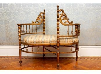 Antique Gilded French Upholstered Tête-à-tête