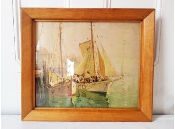 Original Anthony Amos (?) Impressionist Style Sailboat Oil Painting