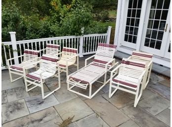 Fabulous Mid Century Vintage Patio Chaise Lounge & 6 Matching Patio Chairs