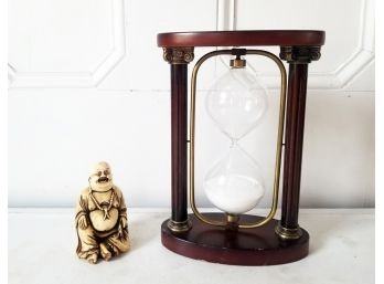 Unique Hourglass And Buddha Figurine