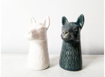 Accoutrements Glazed Porcelain Llama Bust Salt & Pepper Shakers