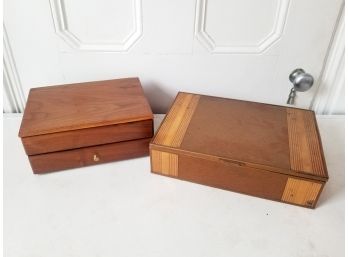 2 Wooden Jewelry Storage Boxes Including Walnut Box (MSRP: $110)