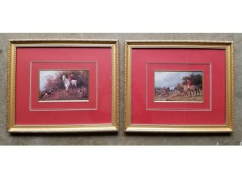 2 Framed Prints Of George Wright Equestrian Oil Painting