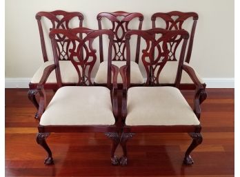 Set/5 Solid Carved Wood Chippendale Dining Chairs