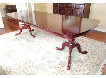 Antique Duncan Phyfe Style Expandable Double Pedestal Dining Table W/3 Leaves