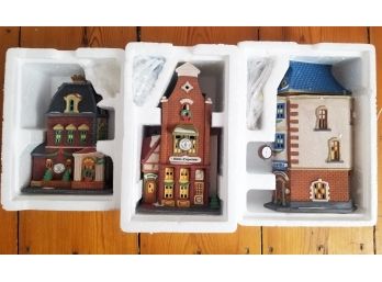 3 Dept. 56 Heritage Village 'Christmas In The City' Series Porcelain Buildings In Box.