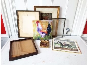 Assorted Large Vintage Picture Frames & Wall Art