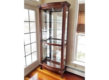Chippendale Style Solid Carved Wood & Claw Feet Glass Curio Display Cabinet